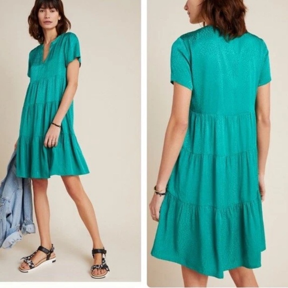 Anthropologie NEW Maeve Tania Sacha Jacquard Tiered Mini Dress size M - Picture 8 of 8